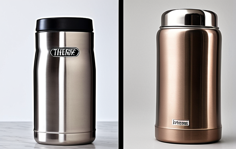 **
"Budget-friendly alternatives. A split image showcasing: On one side, an expensive brand-name thermos with a high price tag. On the other side, a similar-looking, more affordable thermos with a lower price tag. User reviews visible, highlighting positive experiences with the cheaper option."
**